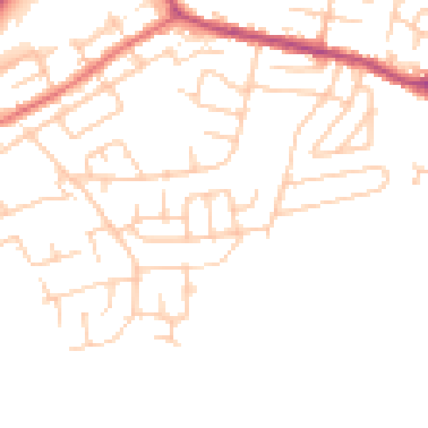 Daytime road noise heatmap for WA11 0BT
