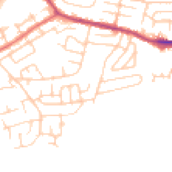 Daytime road noise heatmap for WA11 0BU