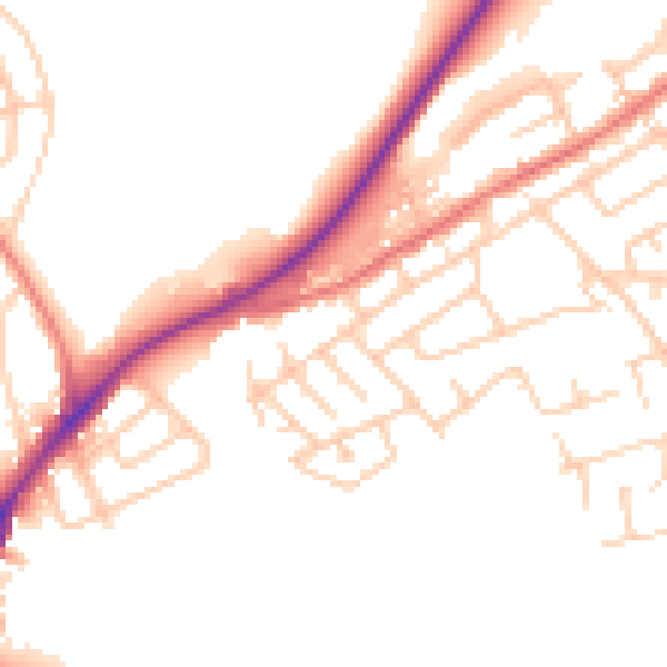 Daytime road noise heatmap for WA11 0BY