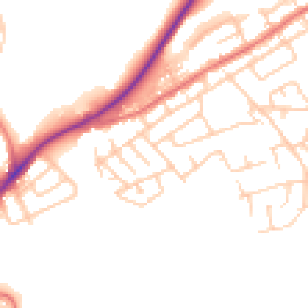 Daytime road noise heatmap for WA11 0DF