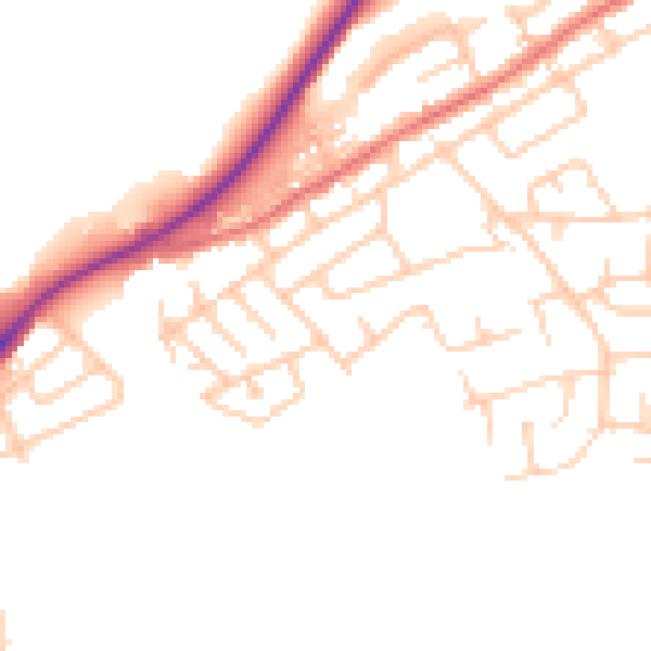 Daytime road noise heatmap for WA11 0DG