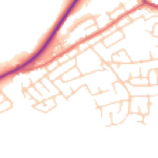 Daytime road noise heatmap for WA11 0DL