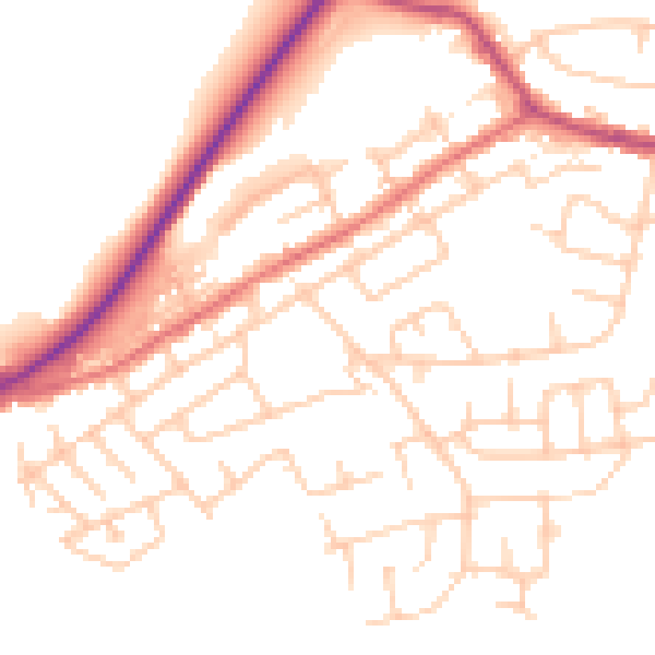 Daytime road noise heatmap for WA11 0DN