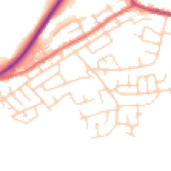 Daytime road noise heatmap for WA11 0DP