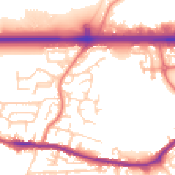 Daytime road noise heatmap for WA11 0FA
