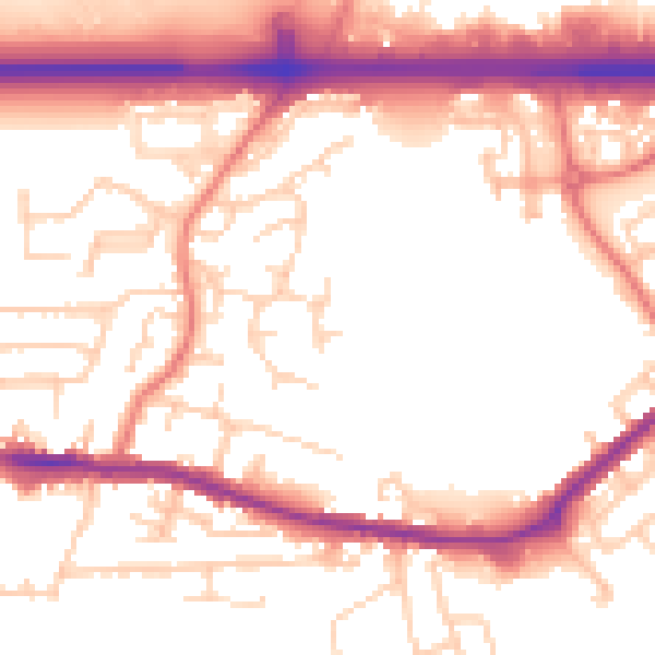 Daytime road noise heatmap for WA11 0FF