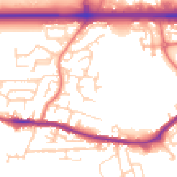 Daytime road noise heatmap for WA11 0FH