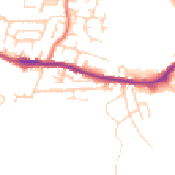 Daytime road noise heatmap for WA11 0JN