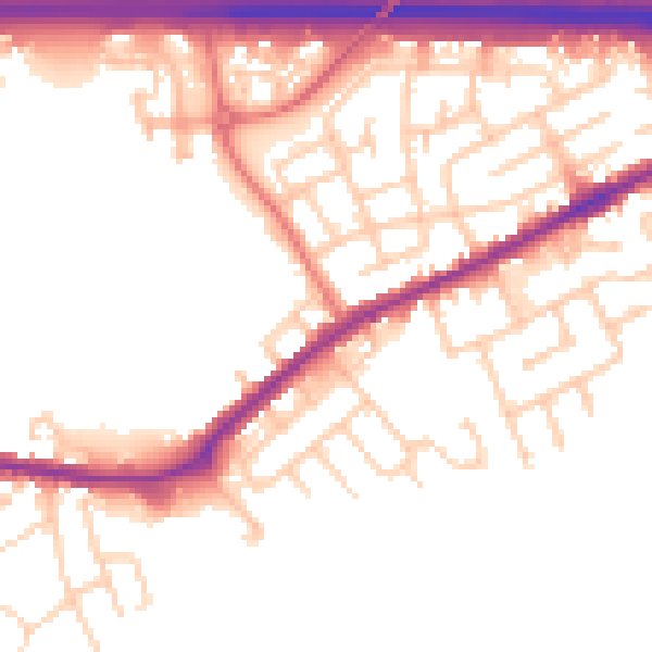 Daytime road noise heatmap for WA11 0LA