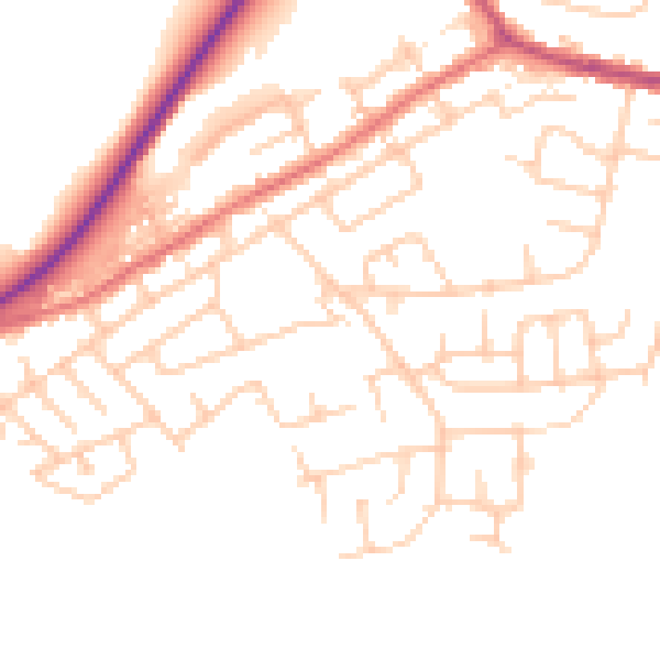 Daytime road noise heatmap for WA11 0PB