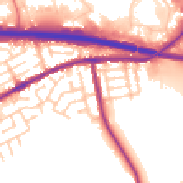 Daytime road noise heatmap for WA11 0WA