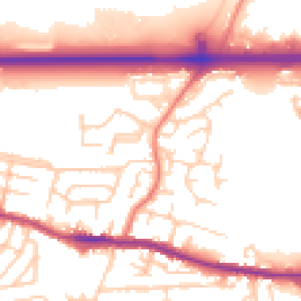 Daytime road noise heatmap for WA11 0WN