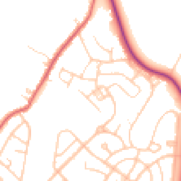 Daytime road noise heatmap for WA11 7AT