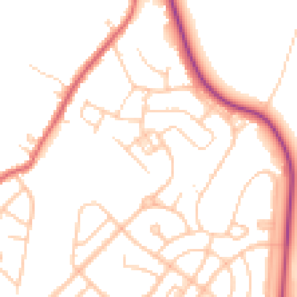 Daytime road noise heatmap for WA11 7BA