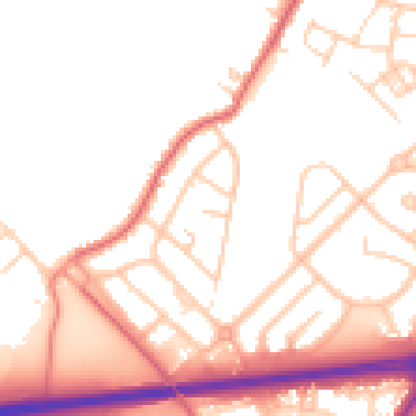 Daytime road noise heatmap for WA11 7DS