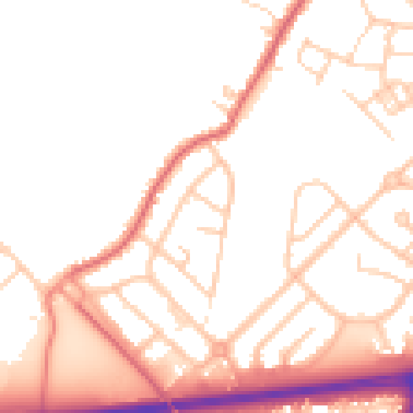 Daytime road noise heatmap for WA11 7DT