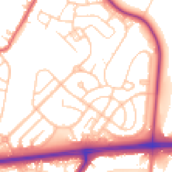 Daytime road noise heatmap for WA11 7EX