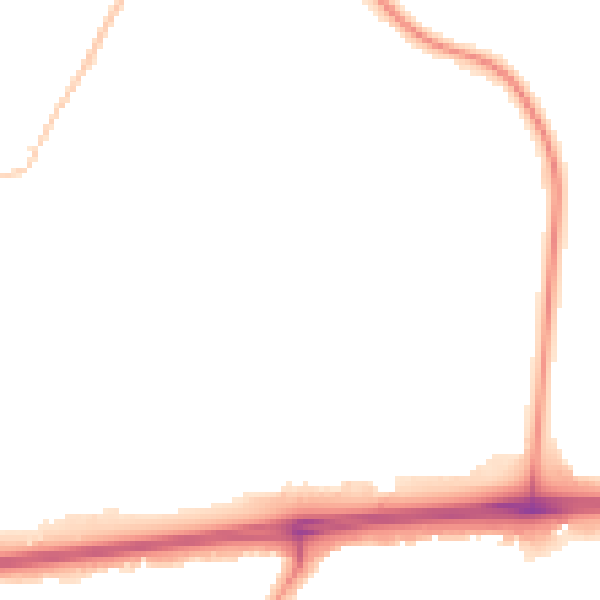 Night-time road noise heatmap for WA11 7EX