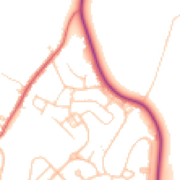 Daytime road noise heatmap for WA11 7NL