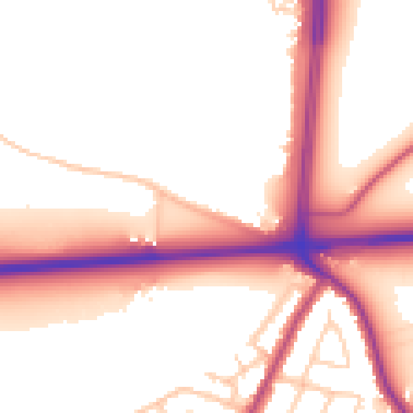 Daytime road noise heatmap for WA11 7QD