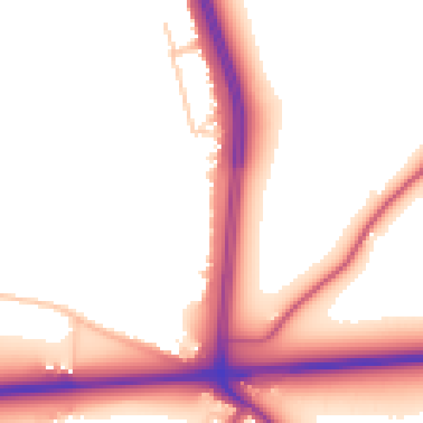 Daytime road noise heatmap for WA11 7QF