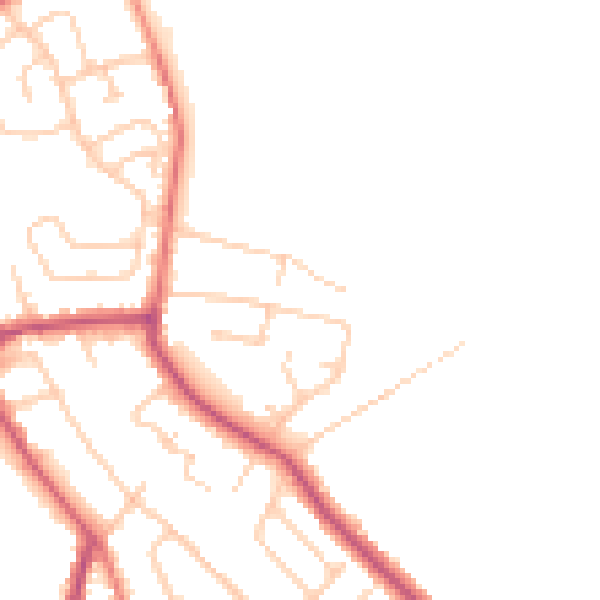 Daytime road noise heatmap for WA11 8AW