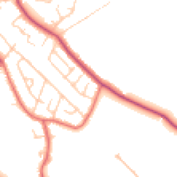 Daytime road noise heatmap for WA11 8BD