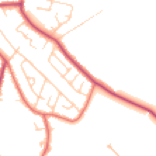 Daytime road noise heatmap for WA11 8BE