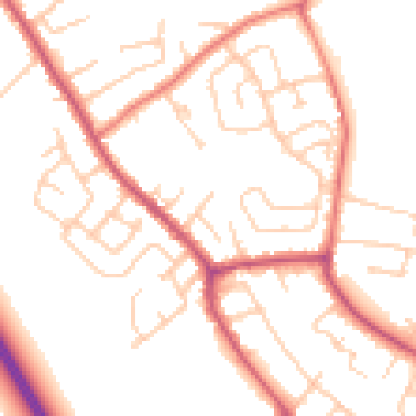 Daytime road noise heatmap for WA11 8BU