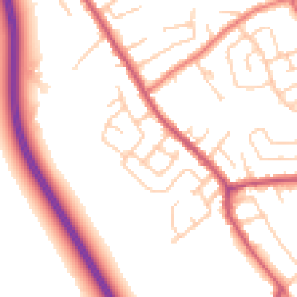 Daytime road noise heatmap for WA11 8DE