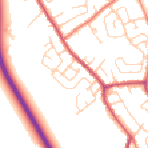 Daytime road noise heatmap for WA11 8DG