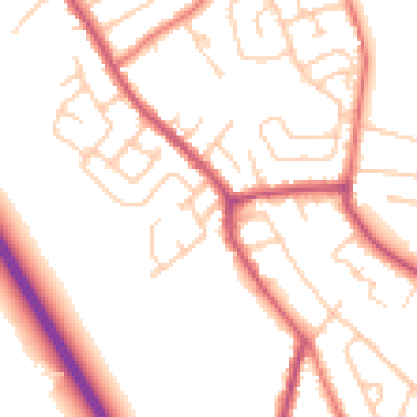 Daytime road noise heatmap for WA11 8DX
