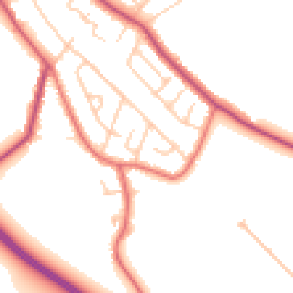 Daytime road noise heatmap for WA11 8EL