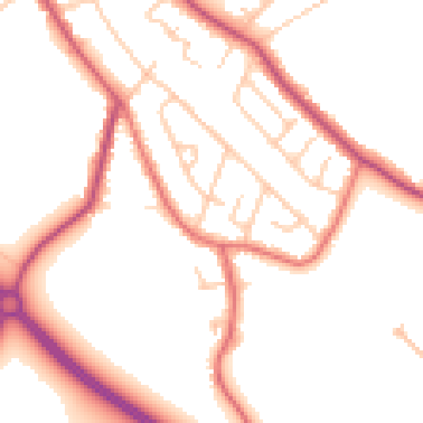 Daytime road noise heatmap for WA11 8ES