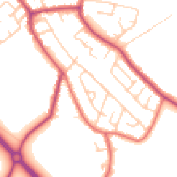 Daytime road noise heatmap for WA11 8ET
