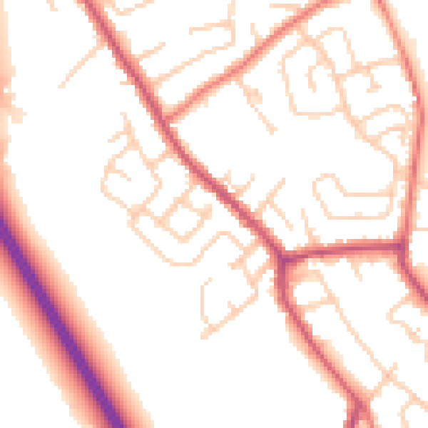 Daytime road noise heatmap for WA11 8GB