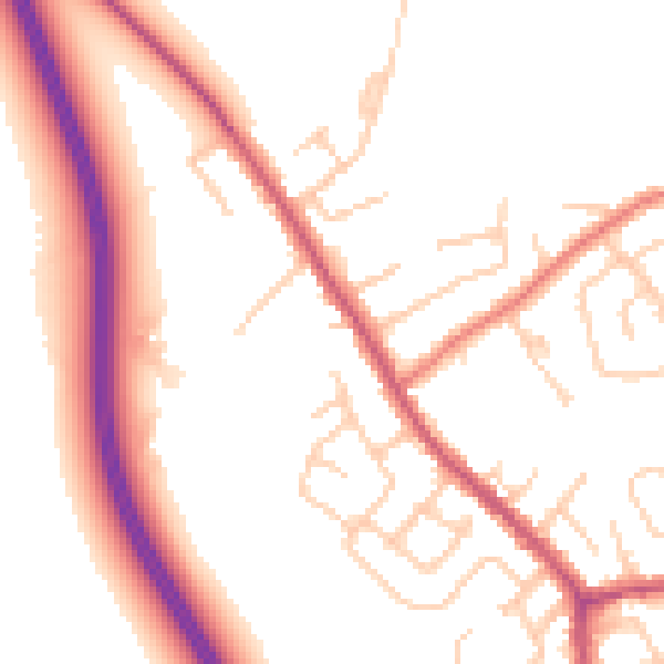 Daytime road noise heatmap for WA11 8GG