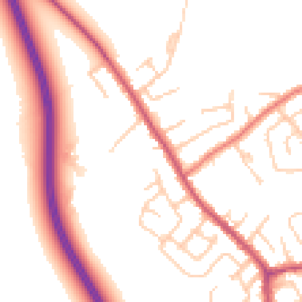 Daytime road noise heatmap for WA11 8GL