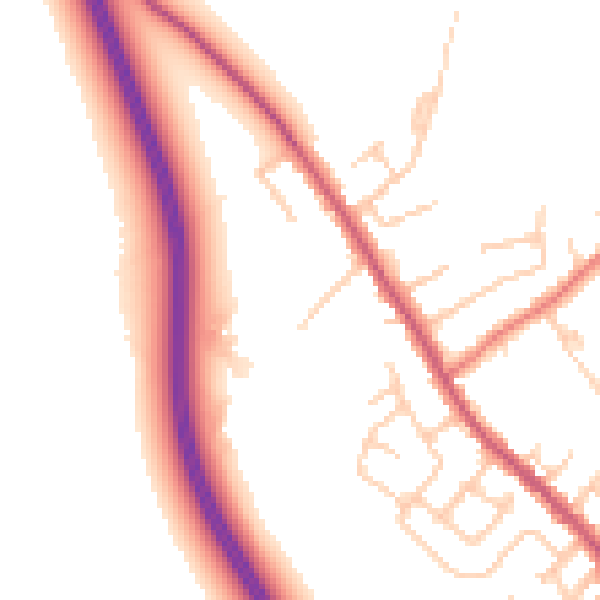 Daytime road noise heatmap for WA11 8GQ