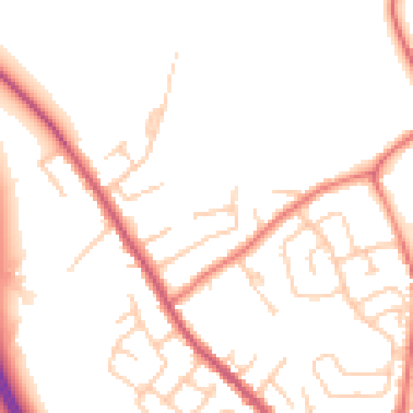 Daytime road noise heatmap for WA11 8HZ