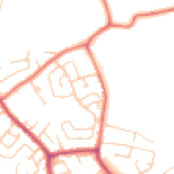 Daytime road noise heatmap for WA11 8JU