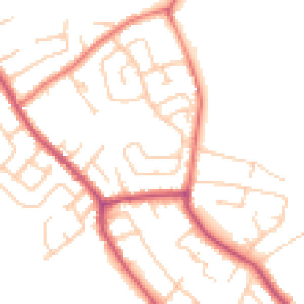 Daytime road noise heatmap for WA11 8JZ