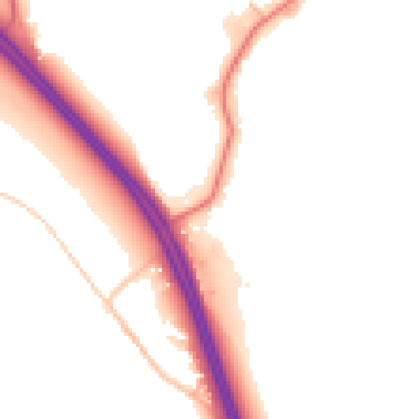Daytime road noise heatmap for WA11 8LL