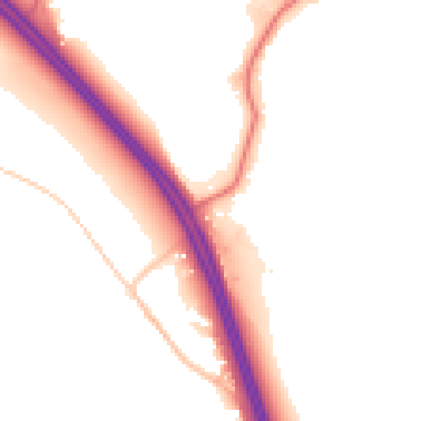 Daytime road noise heatmap for WA11 8LN