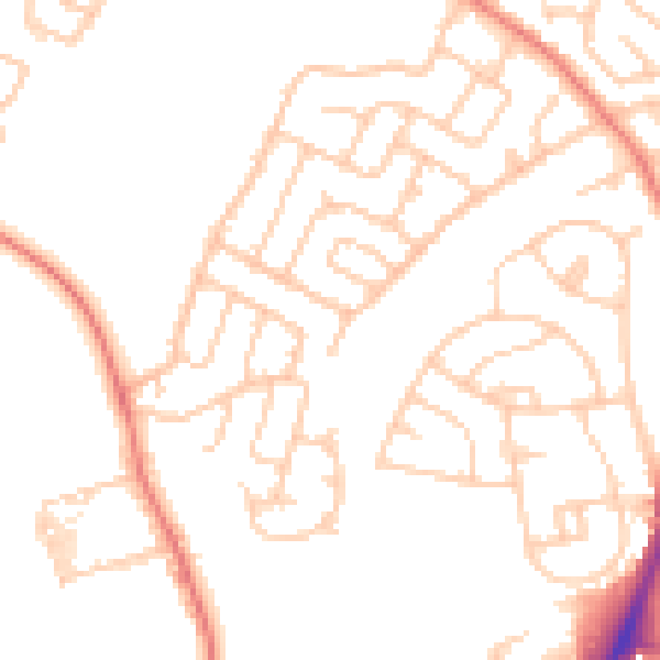 Daytime road noise heatmap for WA11 9HJ