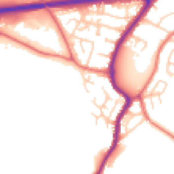 Daytime road noise heatmap for WA11 9HR