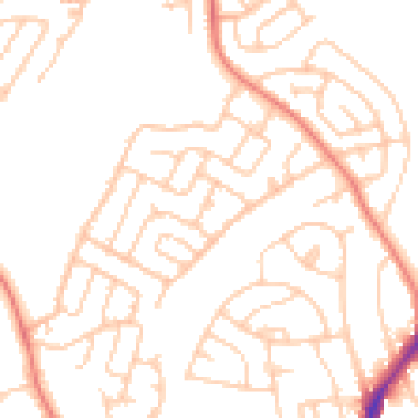 Daytime road noise heatmap for WA11 9HW