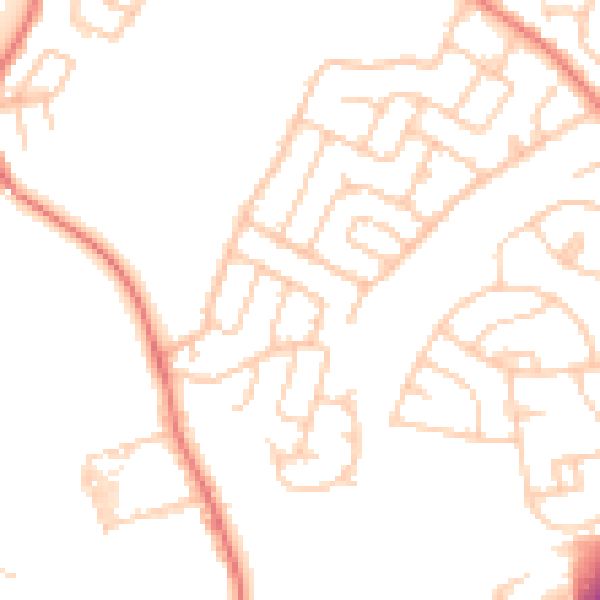 Daytime road noise heatmap for WA11 9HZ