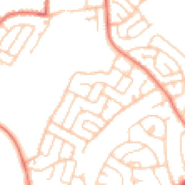 Daytime road noise heatmap for WA11 9JW