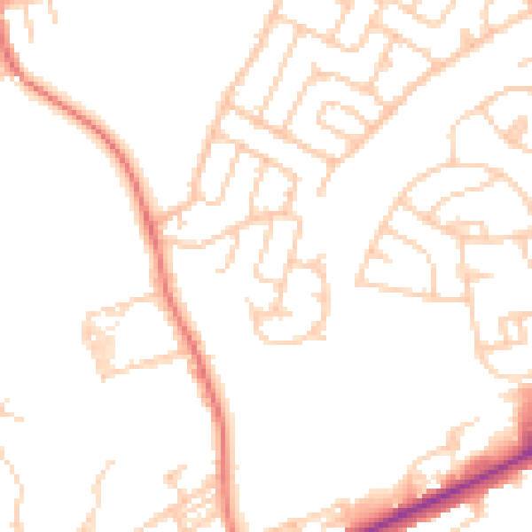 Daytime road noise heatmap for WA11 9LF